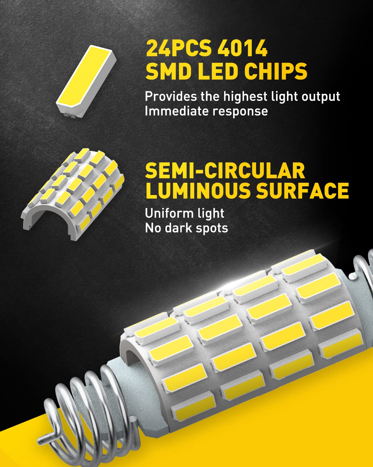 AUXITO 194 LED Bulbs for License Plate Light 168 175 2825 W5W T10 24-SMD 3014 Chipsets 6000K White for Car Dome Door Map Dash Courtesy Cargo License Plate Lights, Pack of 2 Jansha Store