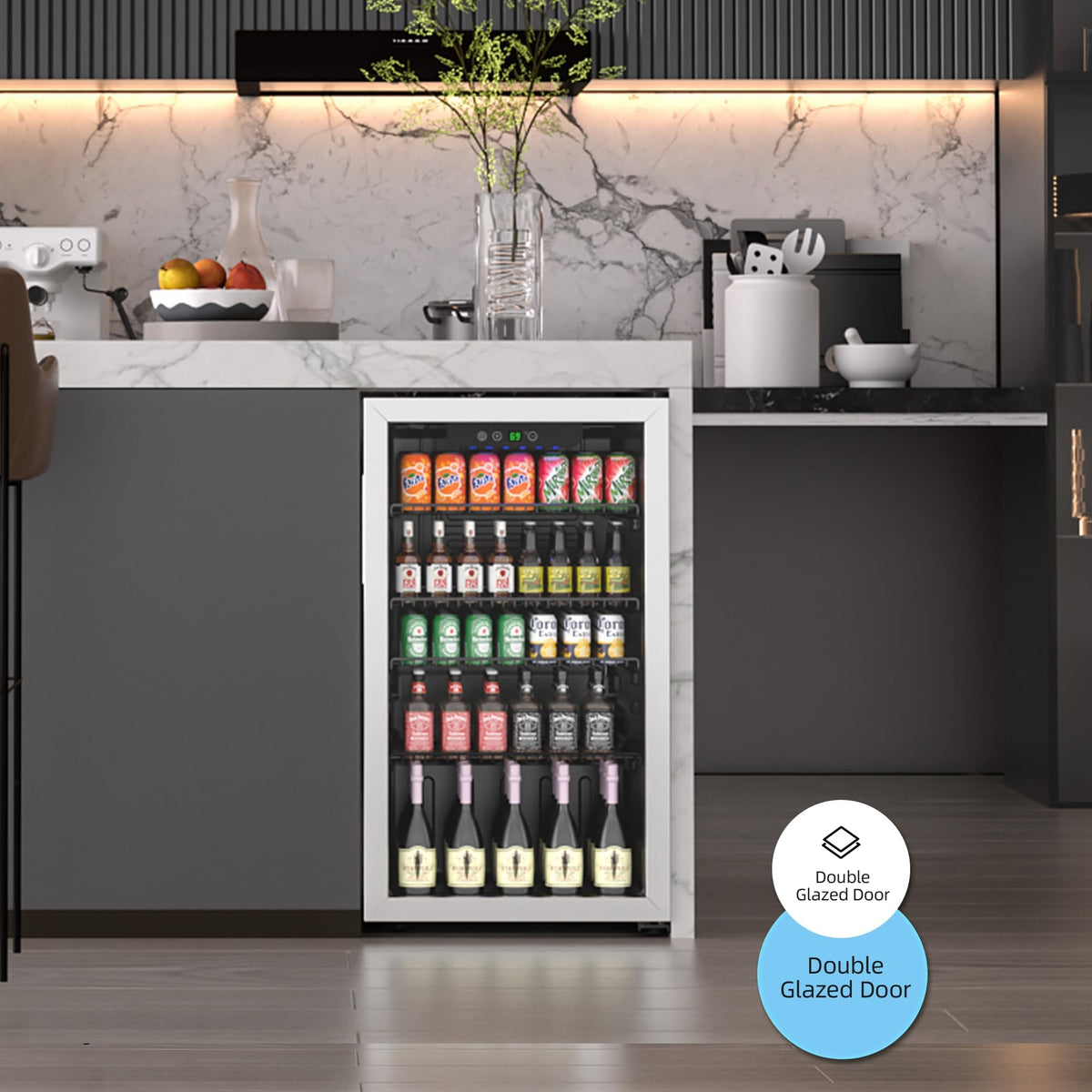 Erivess 24 Can Mini Fridge, 0.6 Cu.ft Beverage Refrigerator Cooler, Black Jansha Store