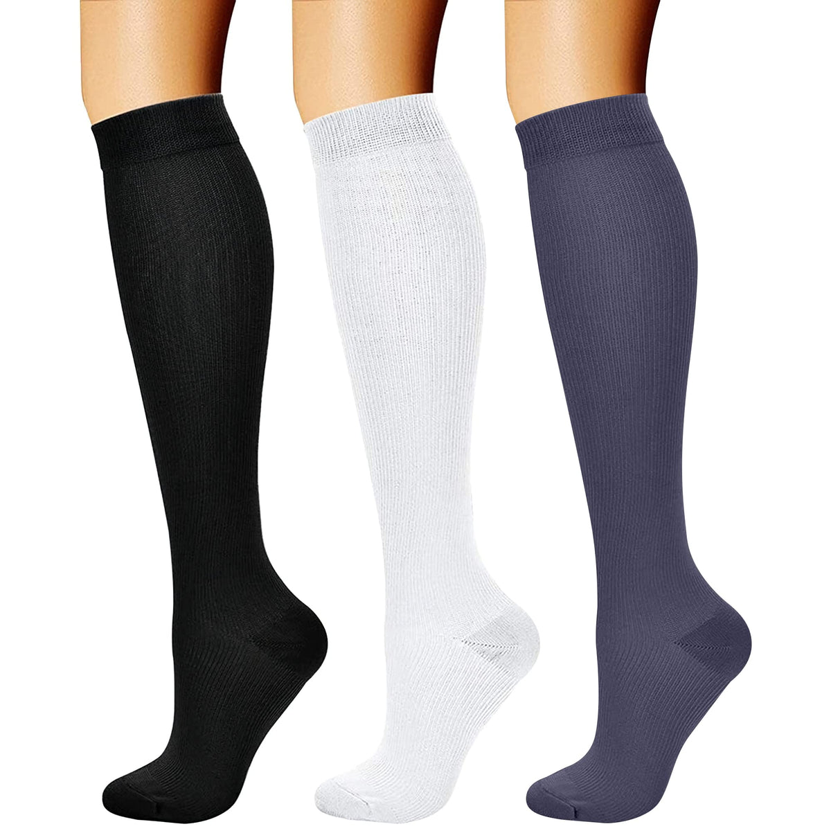 CHARMKING Compression Socks for Women & Men Circulation (3 Pairs) 15-20 mmHg is Best Support for Athletic Running Cycling Jansha Store