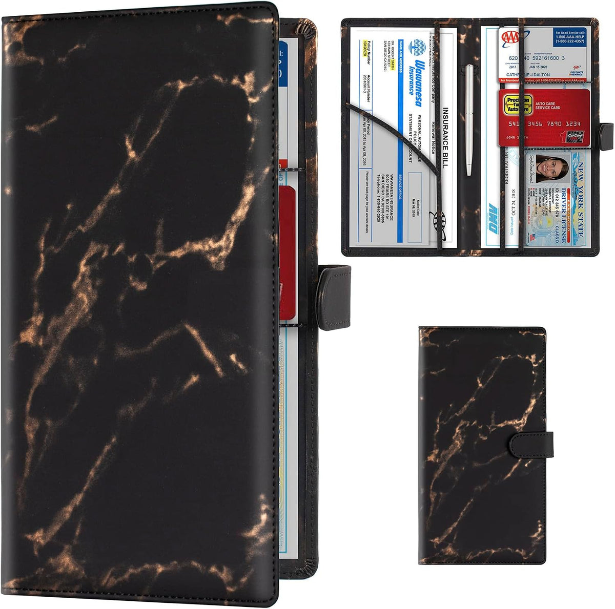 TOURSUIT Car Registration and Insurance Card Holder, Marble Black Jansha Store