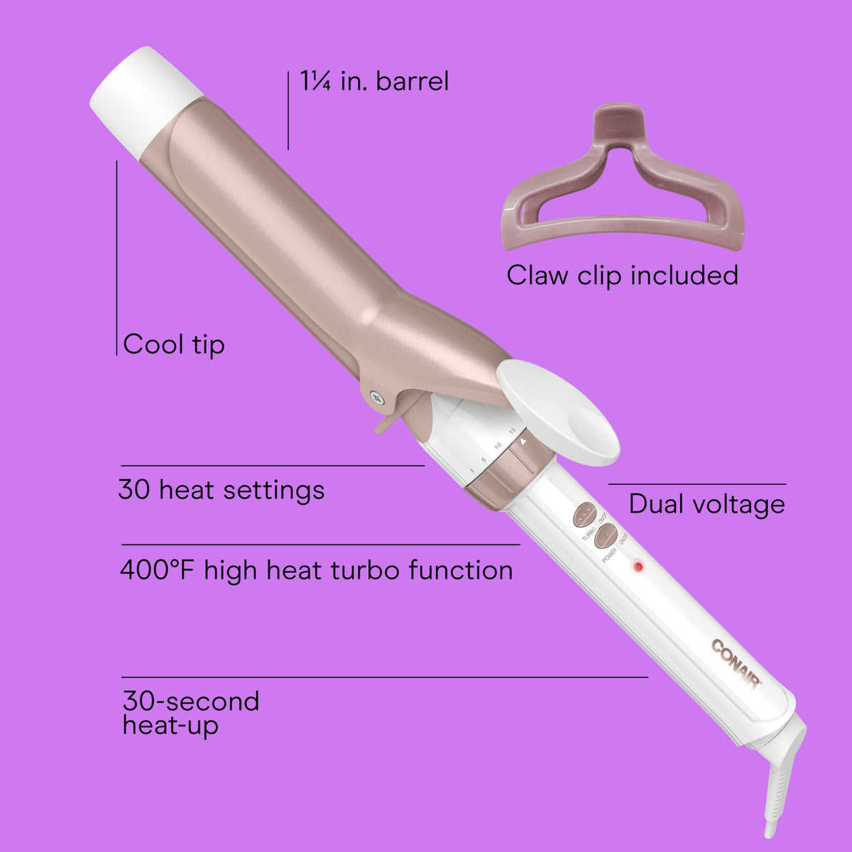 Conair Curling Iron, Double Ceramic, 1/2-in. Barrel, White/Rose Gold Jansha Store