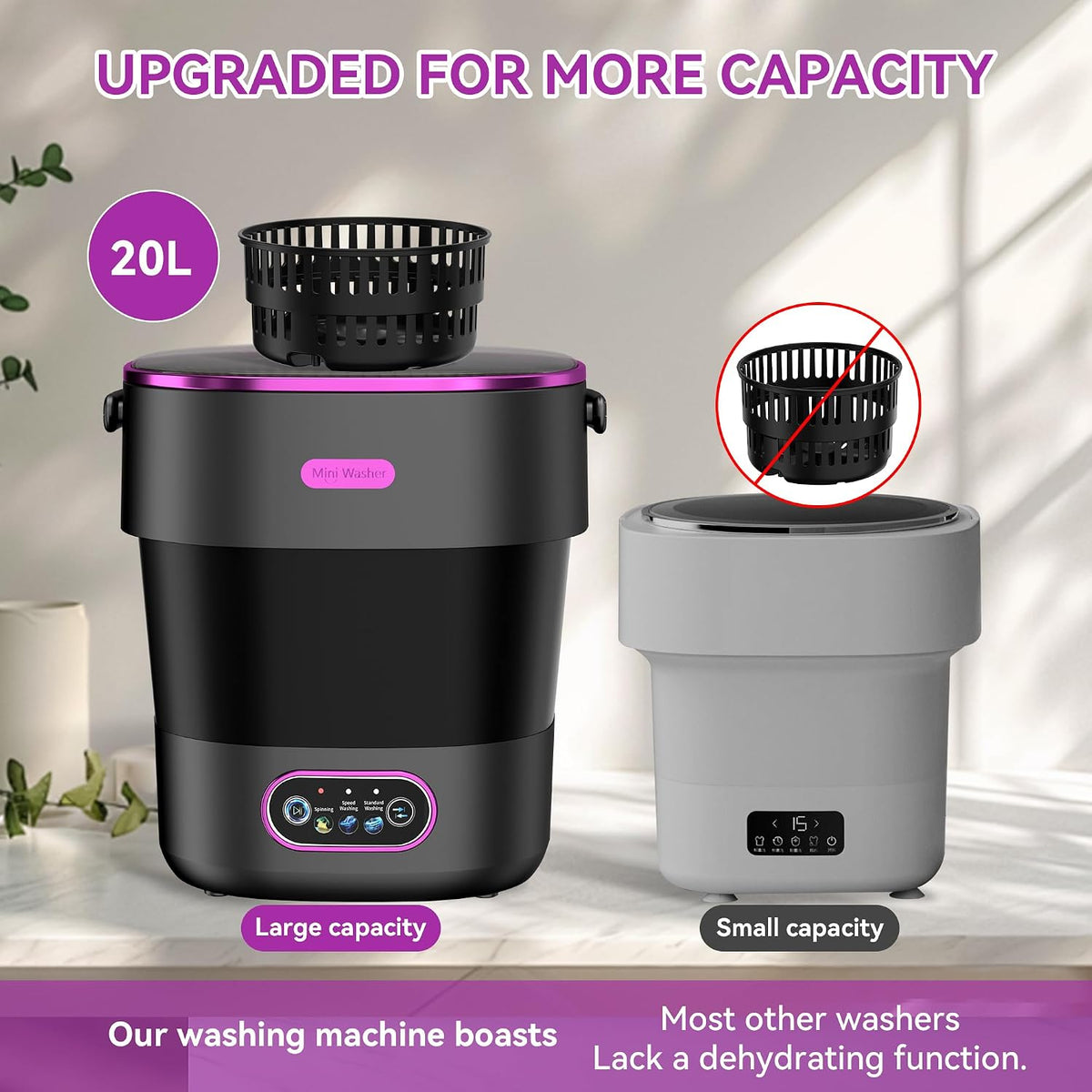 JUJOJB Portable Washing Machine, Folding 20L Mini Washer and Spin-Dryer Jansha Store