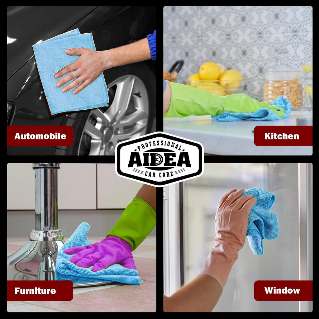 AIDEA Microfiber Cleaning Cloth-50PK, Microfiber Towels for Cars, 12"×12" Jansha Store