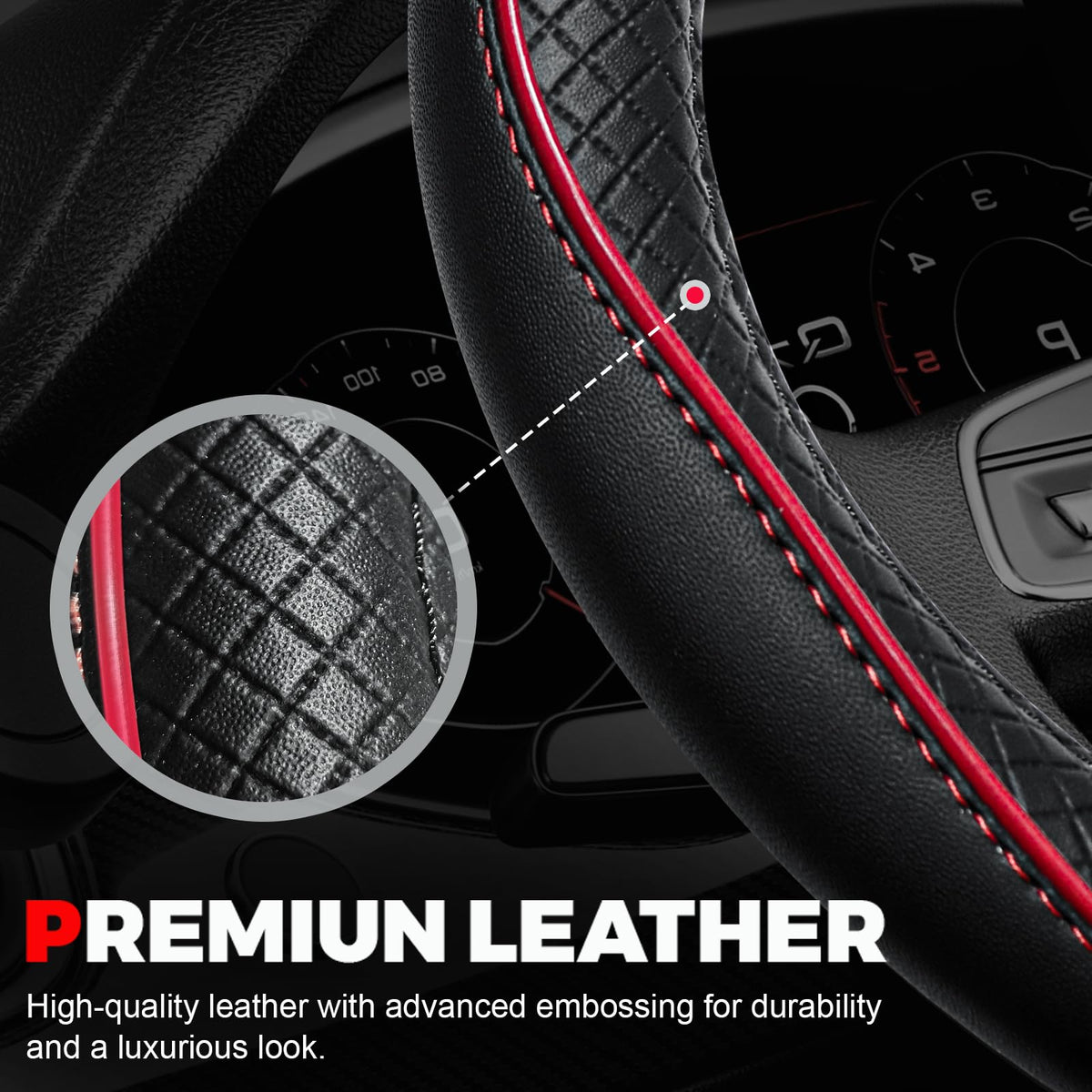 Ouzorp Car Steering Wheel Cover, Microfiber Leather Steering Wheel Covers with Anti-Slip Lining, Universal 14.5-15 inchs Black Jansha Store