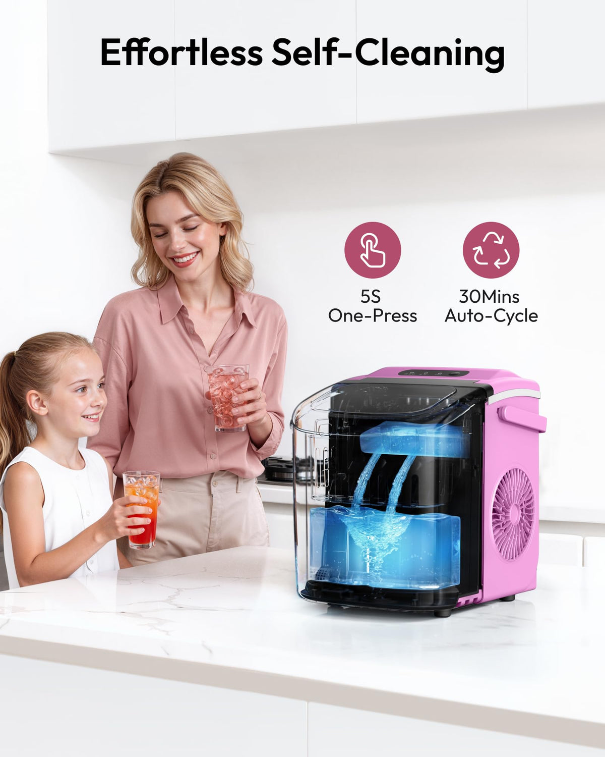 EUHOMY Countertop Ice Maker Machine with Handle, 26lbs in 24Hrs, 9 Ice Cubes Ready in 6 Mins, Auto-Cleaning Portable Ice Maker with Basket and Scoop, for Home/Kitchen/Camping/RV. (Black) Jansha Store