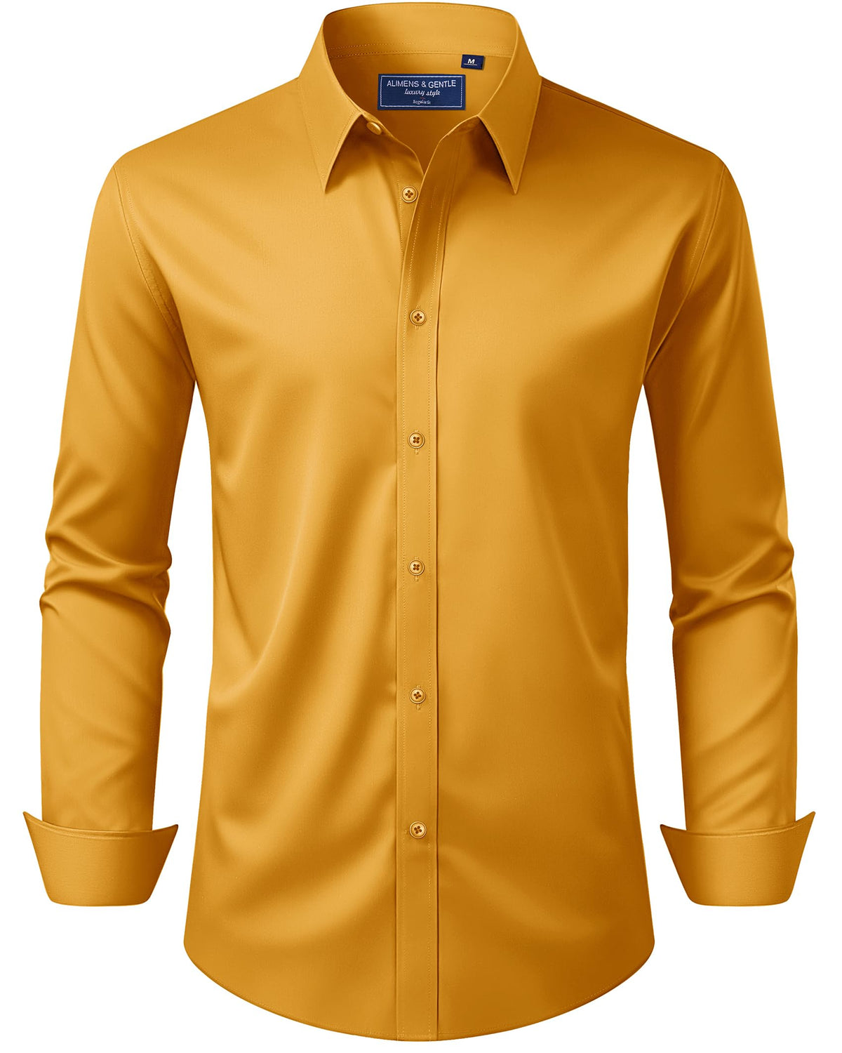 Alimens & Gentle Men's Dress Shirt Regular Fit Stretch Stain Shield Long Sleeve Solid Business Wedding Button Down Shirts Jansha Store