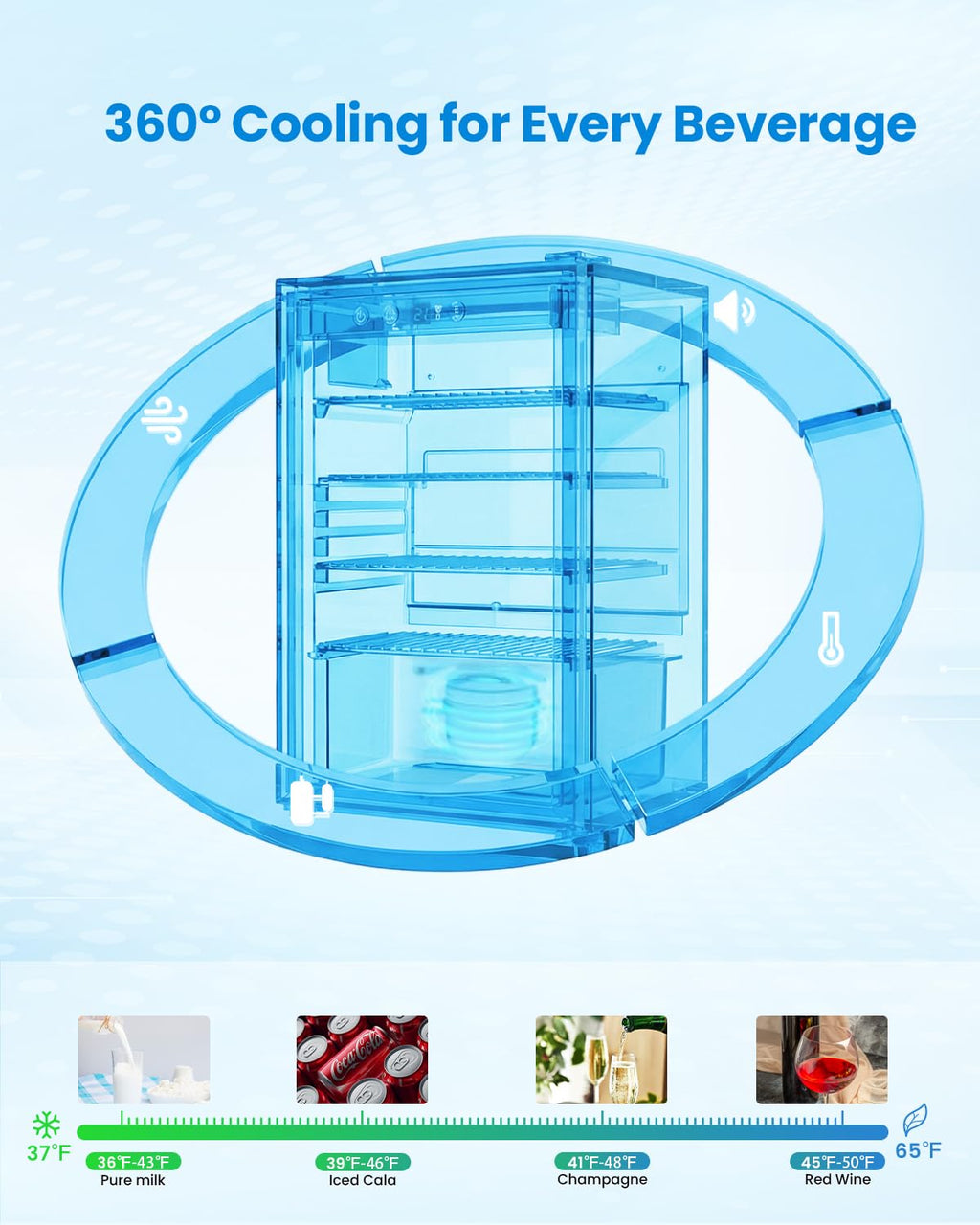Feelfunn 3.2 Cu. Ft. Beverage Refrigerator, 126-Can Mini Fridge, 34-64°F Jansha Store