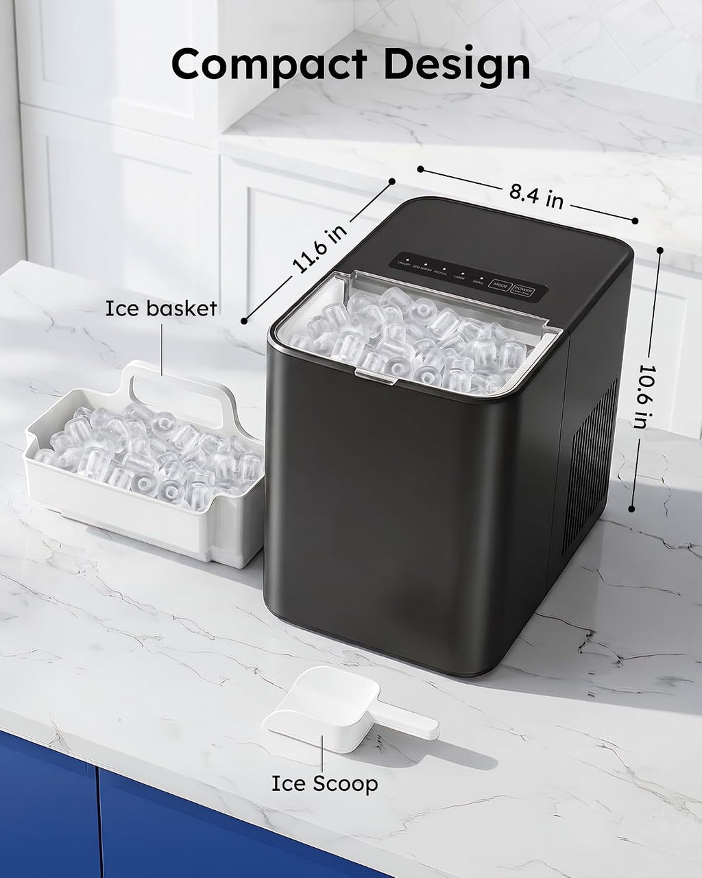 Ice Maker Countertop, 26.5 lbs/Day, 8 Bullet Fast Ice in 6 Mins Jansha Store