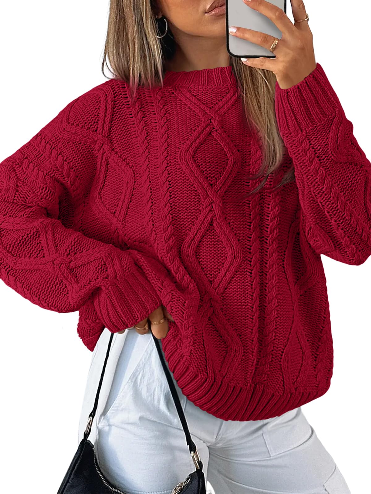Trendy Queen Women's Oversized Cable Knit Sweaters 2026 Fall Outfits Jansha Store