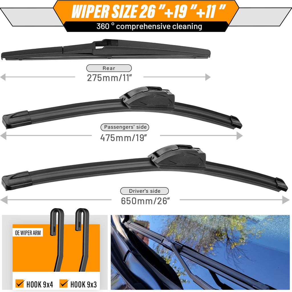 AUTOBOO Windshield Wiper Blade Replacement for Toyota RAV4 Mazda 5 Jansha Store