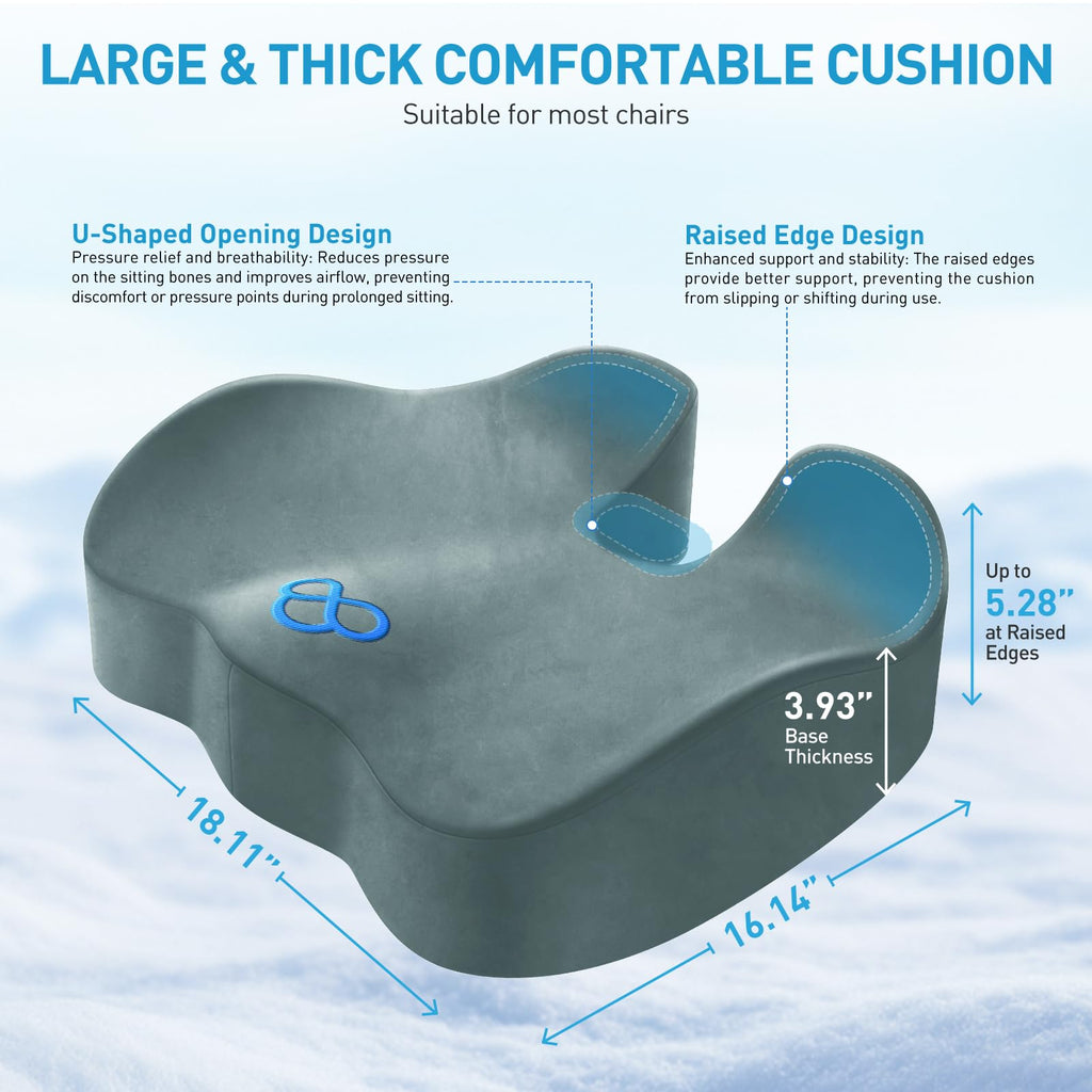 BlissTrends Memory Foam Seat Cushion for Office Chair & Car Seat, Black Jansha Store