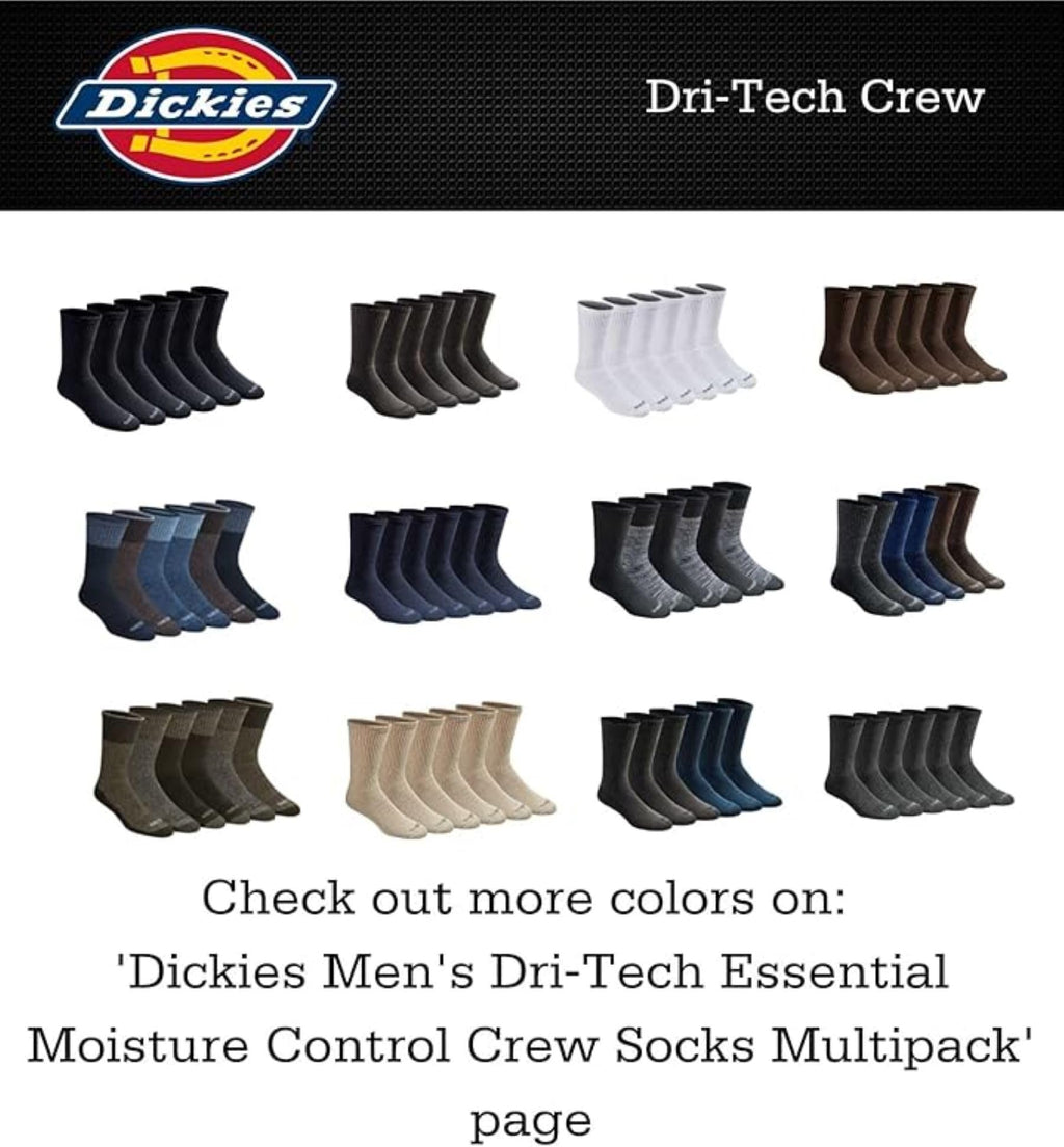 Dickies Men's Dri-tech Original Moisture Control Crew Socks, Available in M-xxl (6, 12, 18 Pairs) Jansha Store