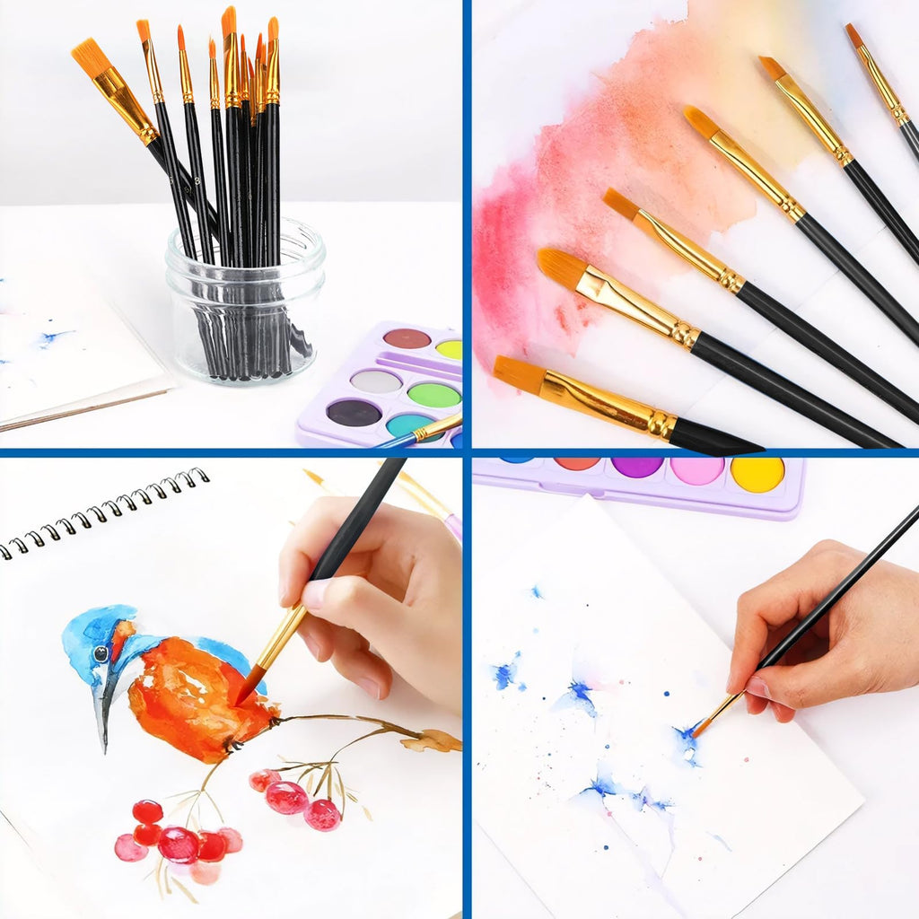 AROIC 10 Pcs Paint Brushes, Acrylic Oil Watercolor Painting Brush Set Jansha Store
