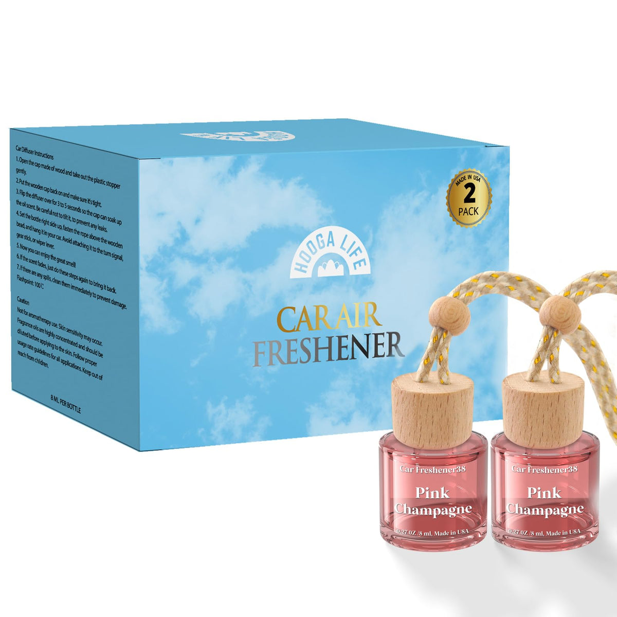 HoogaLife Car Air Freshener Diffuser 2 Pack Hanging Air Freshener Diffuser - Vanilla Cream Fragrance Oil Air D iffuser for Car, 45+ days Long Lasting Fragrance Made in USA C ar Air Fresheners (V54) Jansha Store