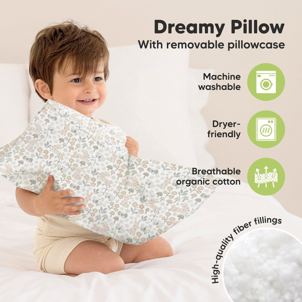 Toddler Pillow with Pillowcase, 13x18 My Little Dreamy Pillow (Flora Vale) Jansha Store