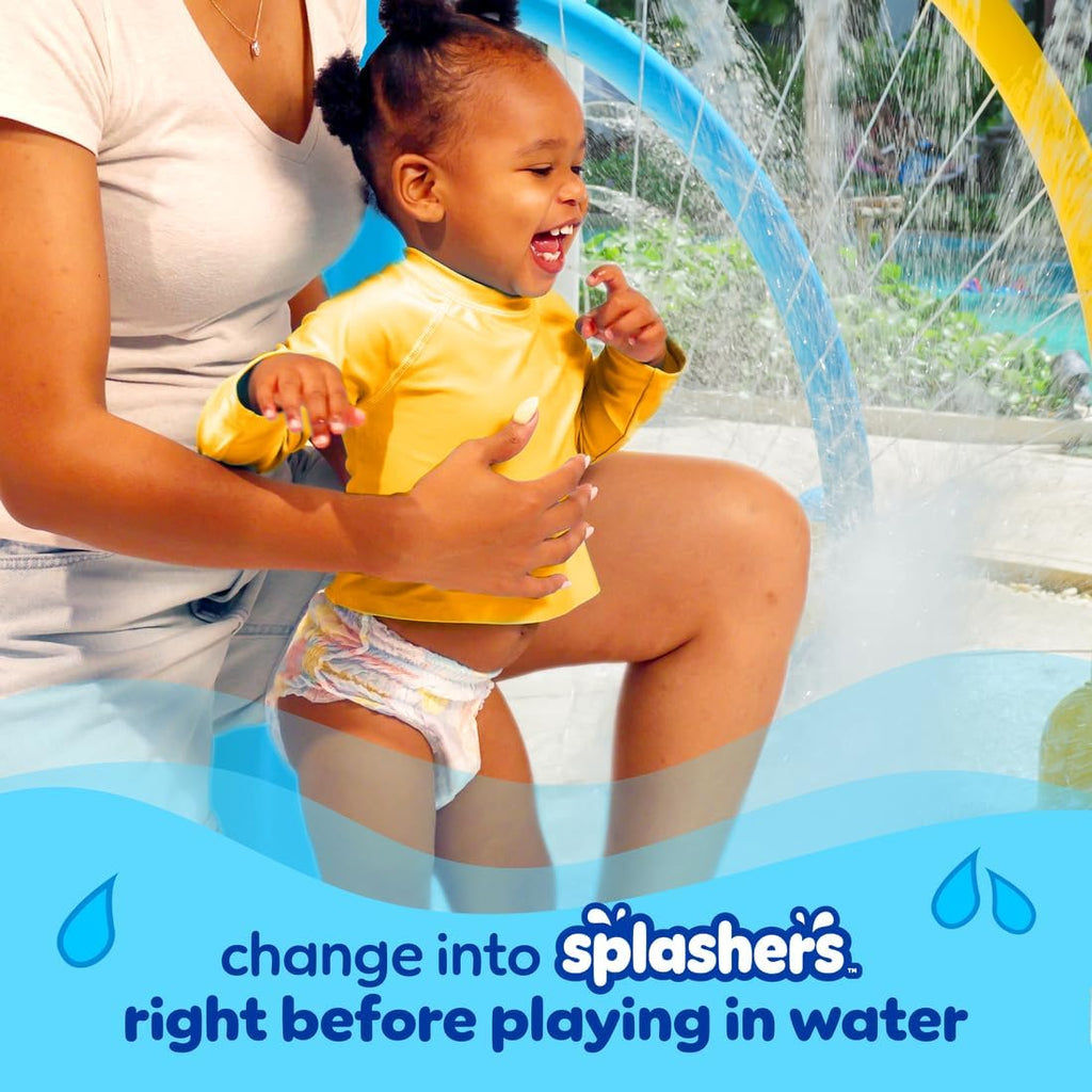 Pampers Splashers Swim Diapers, Size 4, 18 Count, Disposable Swim Diapers, Contains Mess, No Swell Jansha Store