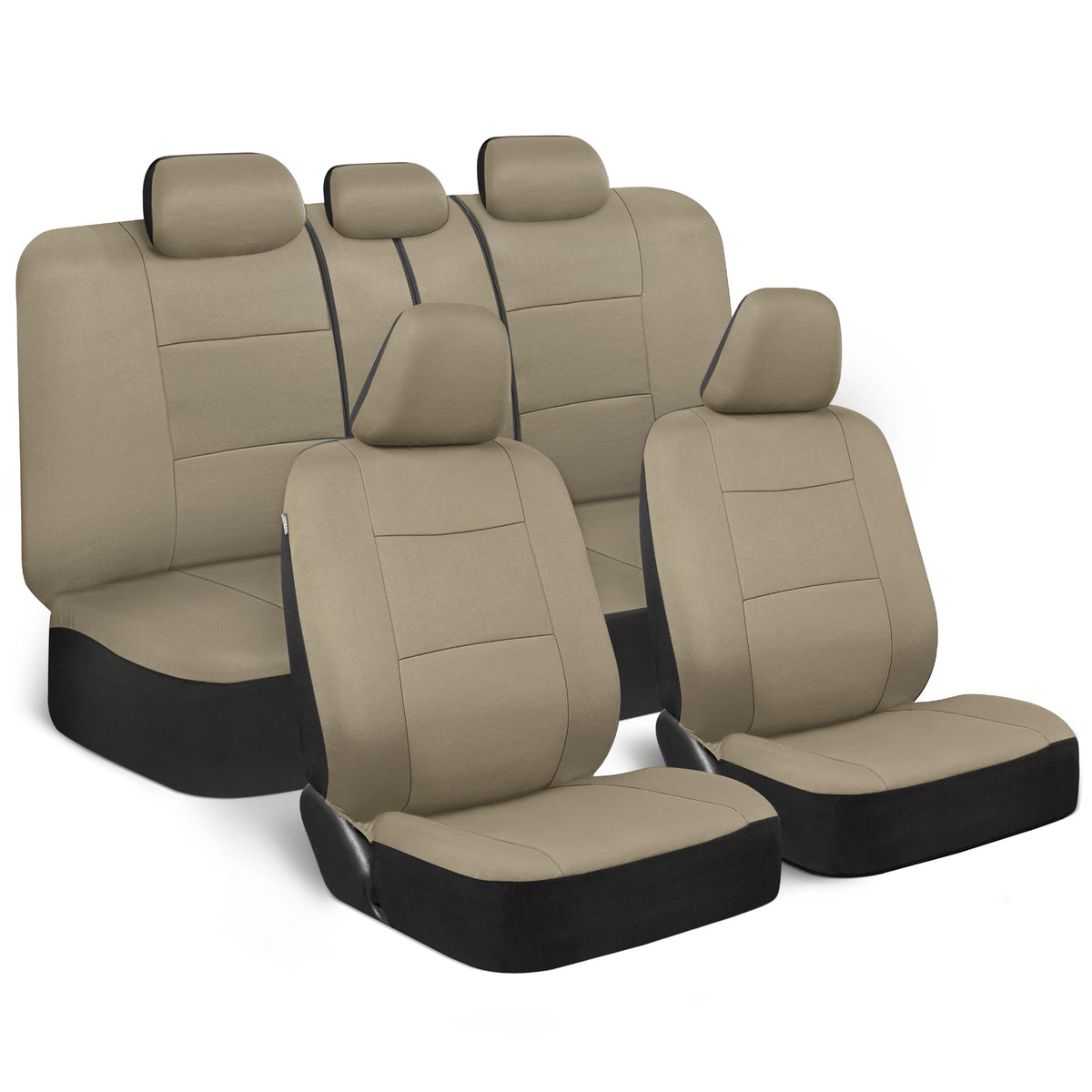 BDK PolyPro Car Seat Covers Full Set in Solid Black, Front and Rear Split Bench Seat Covers for Cars, Easy to Install Car Seats Cover Set and Accessories for Auto Trucks Van SUV - Solid Black Jansha Store