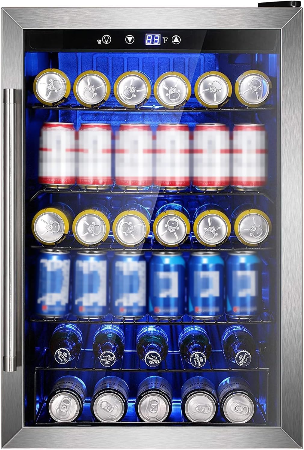 Electactic Mini Fridge 130 Can Beverage Refrigerator Cooler, 3.2 Cu.Ft Drink Fridge for Soda Wine Beer, Adjustable Temperature Control for Home Office, Black Jansha Store
