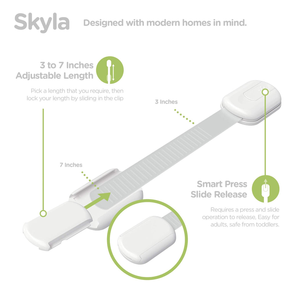 SKYLA HOMES Cabinet Strap Locks for Baby Proofing, 2 Pack, Gray Jansha Store