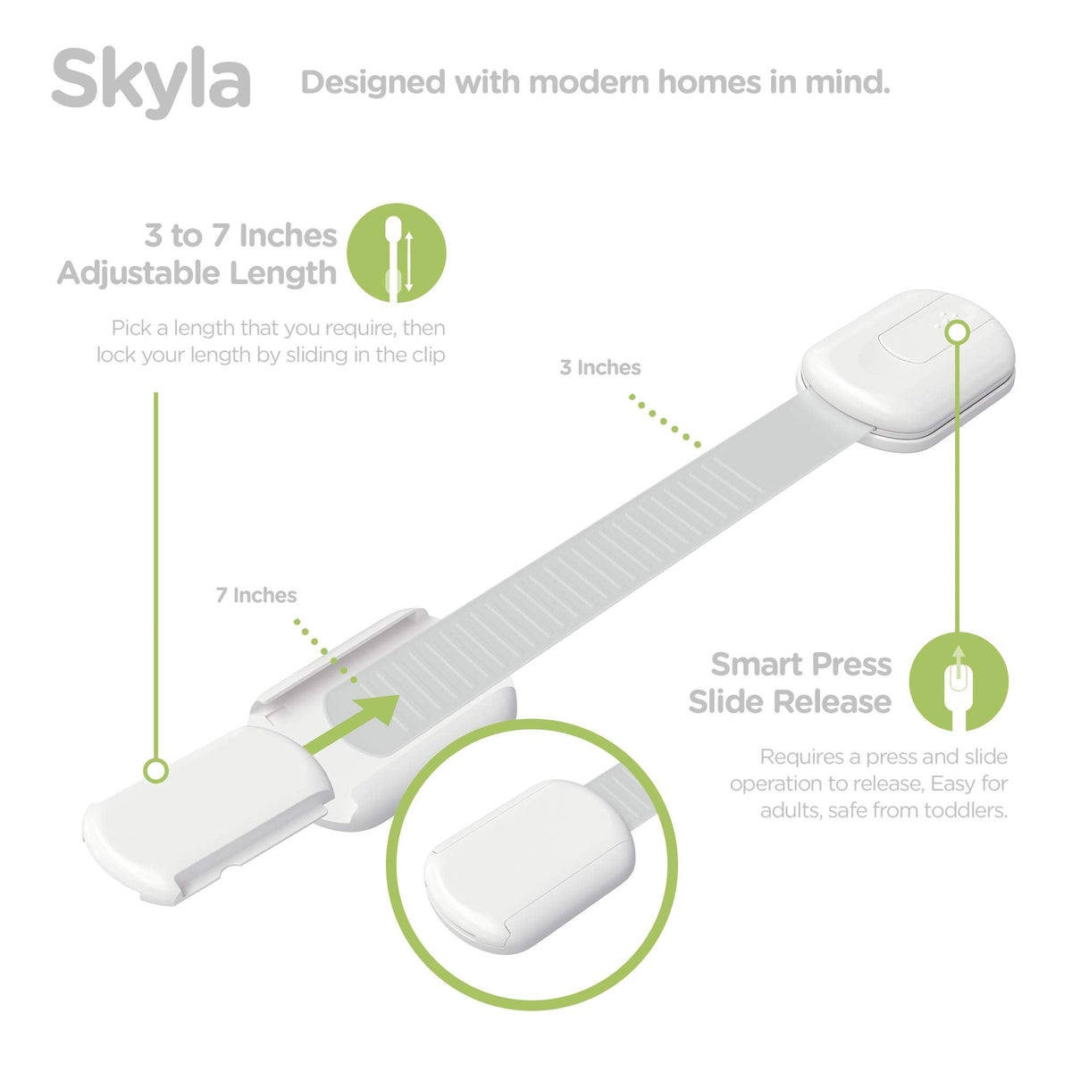 SKYLA HOMES Cabinet Strap Locks for Baby Proofing, 2 Pack, Gray Jansha Store