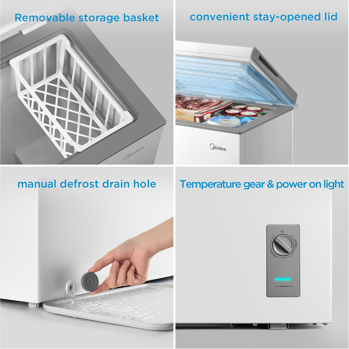 Midea 3.5 Cu.ft Chest Freezer, Fridge Freezer Convertible with LED Light Jansha Store