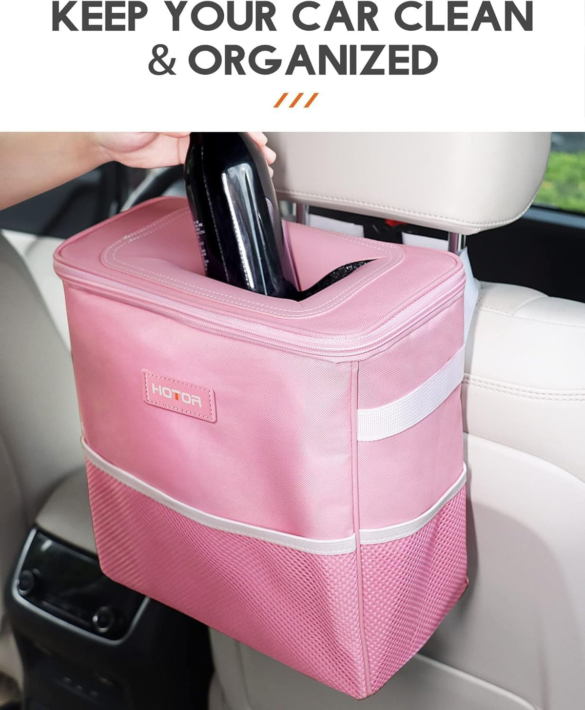 HOTOR Car Trash Can, Leakproof Car Organizer, 2-Gallon, Black Jansha Store