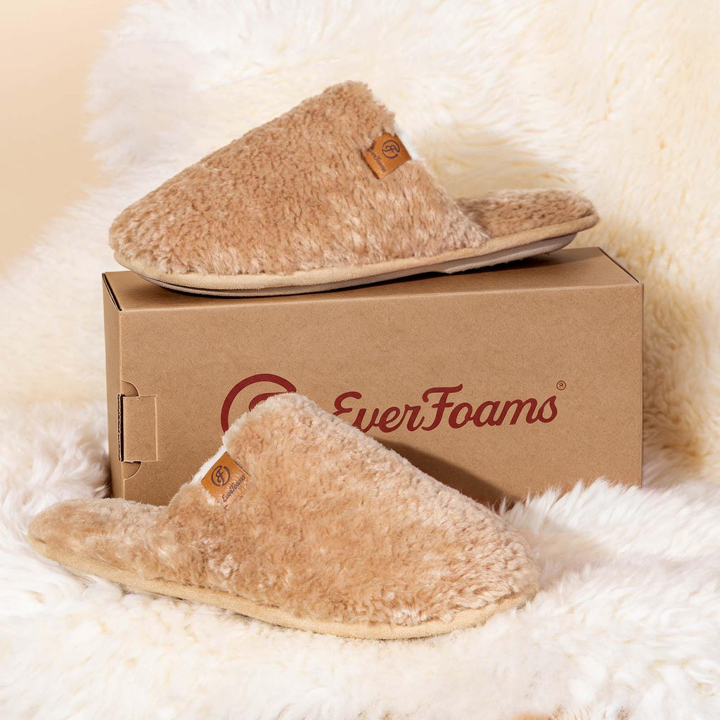 EverFoams Women's Fuzzy Slippers Warm Cozy Memory Foam Indoor House Shoes Jansha Store