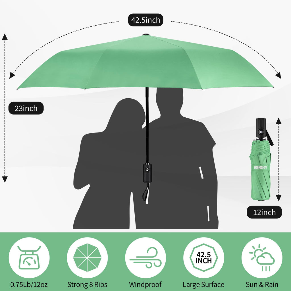 Seniny Windproof Travel Umbrella, Automatic Umbrellas for Rain, Portable & Compact Umbrellas for Backpack, Strong UV for Protection, Folding Small Sun Umbrella for Car, Walking Jansha Store