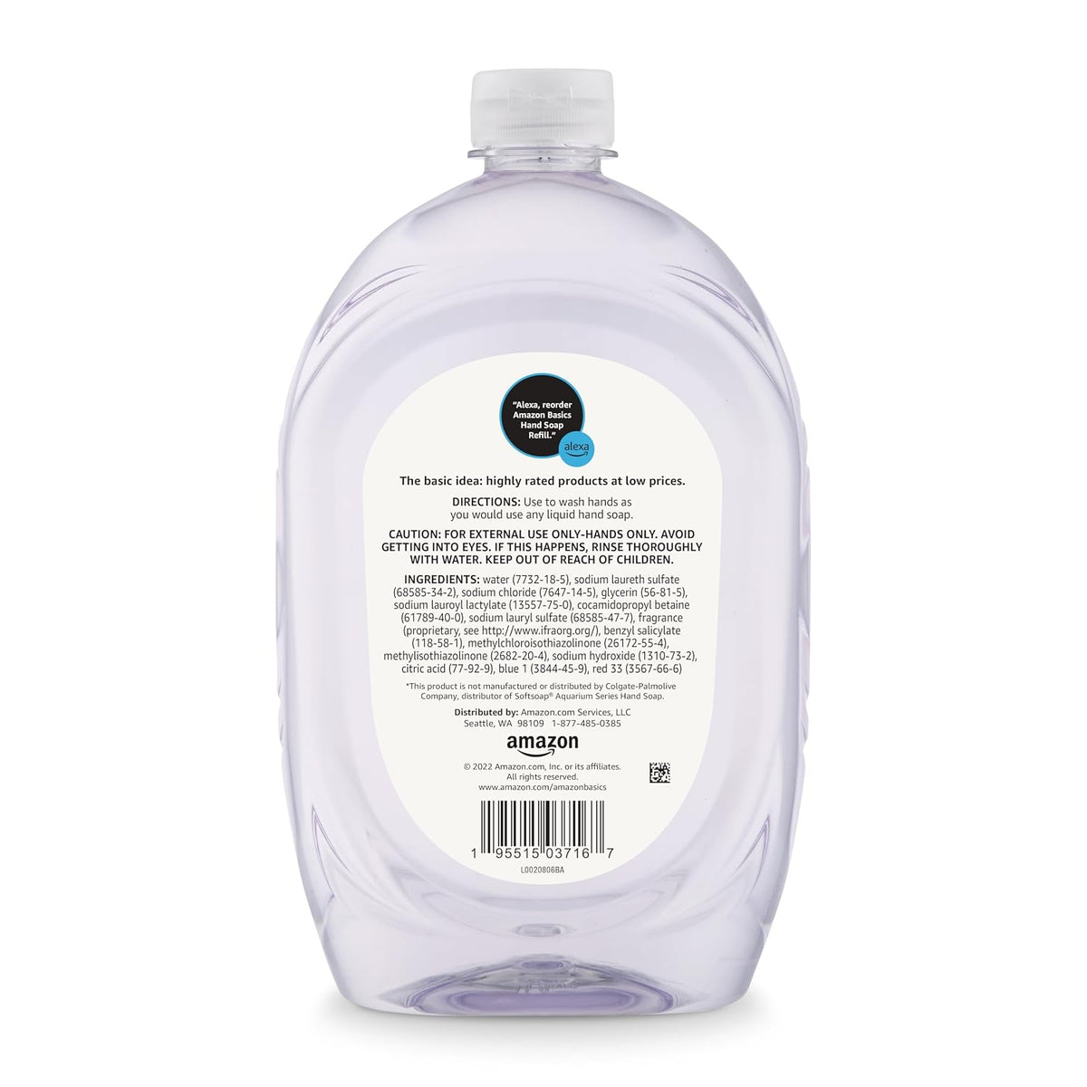 Amazon Basics Gentle & Mild Clear Liquid Hand Soap Refill, Triclosan-Free, Dermatologist-Tested, pH Balanced, Cruelty-Free, 50 Fluid Ounces, 1-Pack (Previously Solimo) Jansha Store