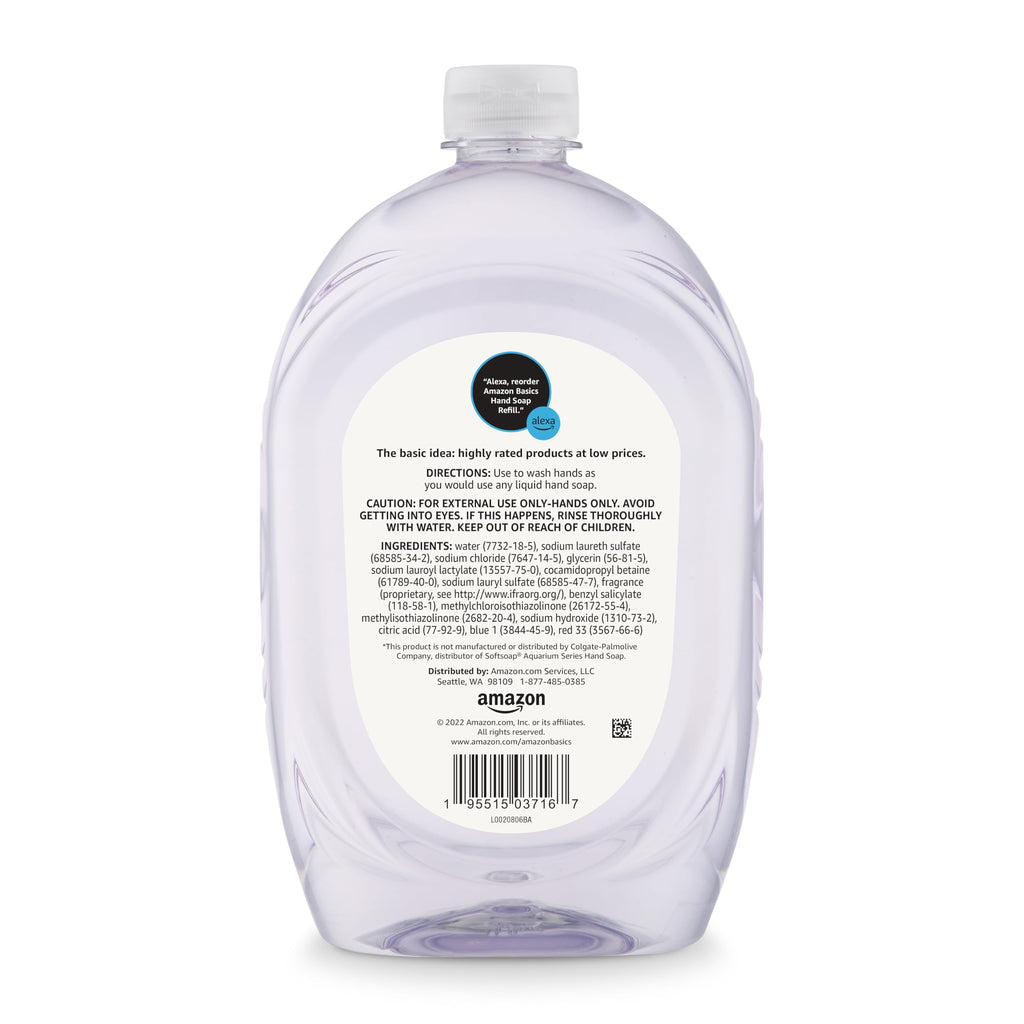 Amazon Basics Gentle & Mild Clear Liquid Hand Soap Refill, Triclosan-Free, Dermatologist-Tested, pH Balanced, Cruelty-Free, 50 Fluid Ounces, 1-Pack (Previously Solimo) Jansha Store