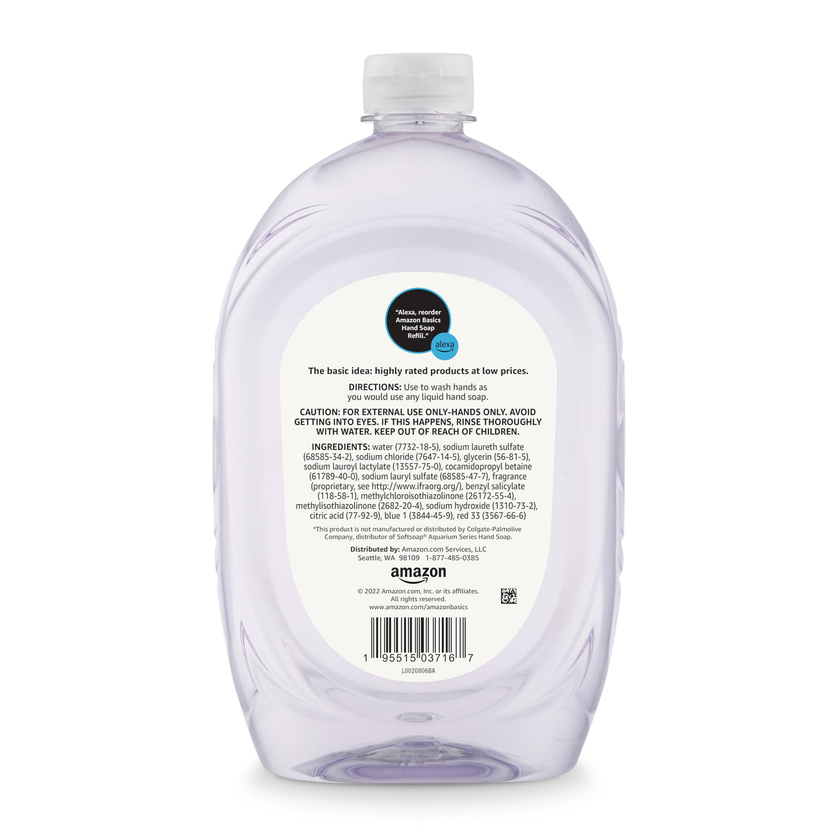 Amazon Basics Gentle & Mild Clear Liquid Hand Soap Refill, Triclosan-Free, Dermatologist-Tested, pH Balanced, Cruelty-Free, 50 Fluid Ounces, 1-Pack (Previously Solimo) Jansha Store
