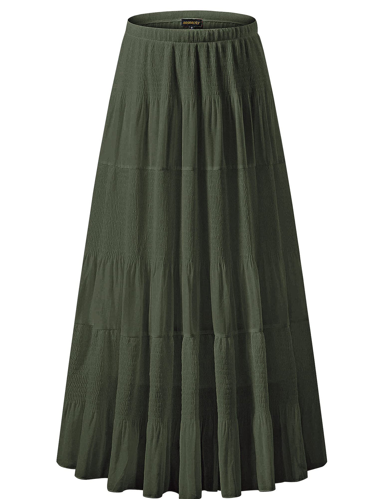 NASHALYLY Women's Chiffon Elastic High Waist Pleated A-Line Maxi Skirts Jansha Store