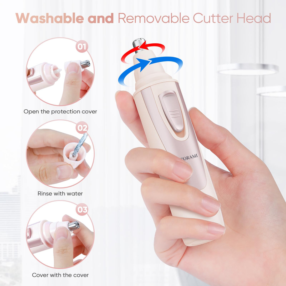 Ear and Nose Hair Trimmer Clipper - 2026 Professional Painless Eyebrow & Facial Hair Trimmer for Men Women,Battery-Operated Trimmer with IPX7 Waterproof,Dual Edge Blades for Easy Cleansing Black Jansha Store