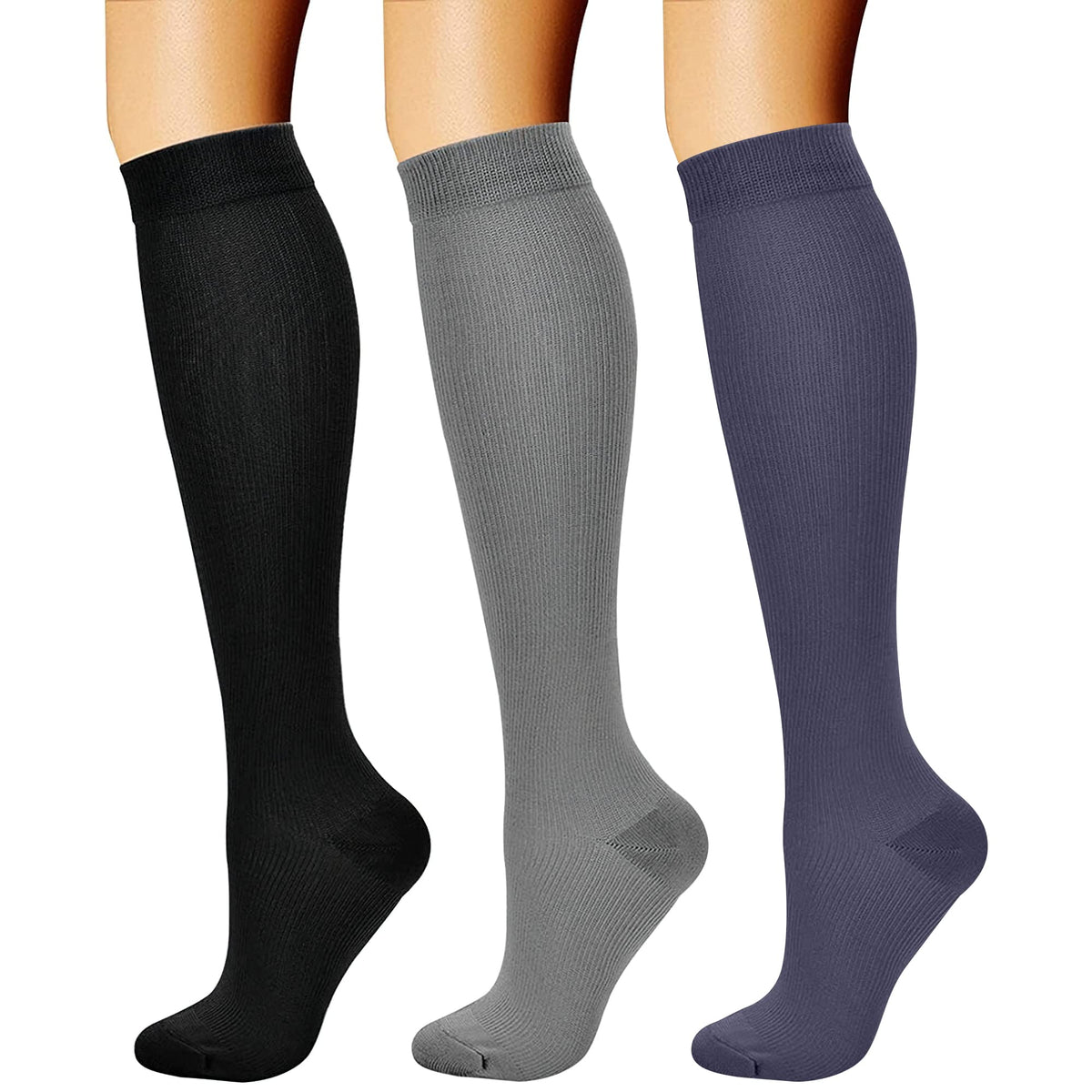 CHARMKING Compression Socks for Women & Men Circulation (3 Pairs) 15-20 mmHg is Best Support for Athletic Running Cycling Jansha Store