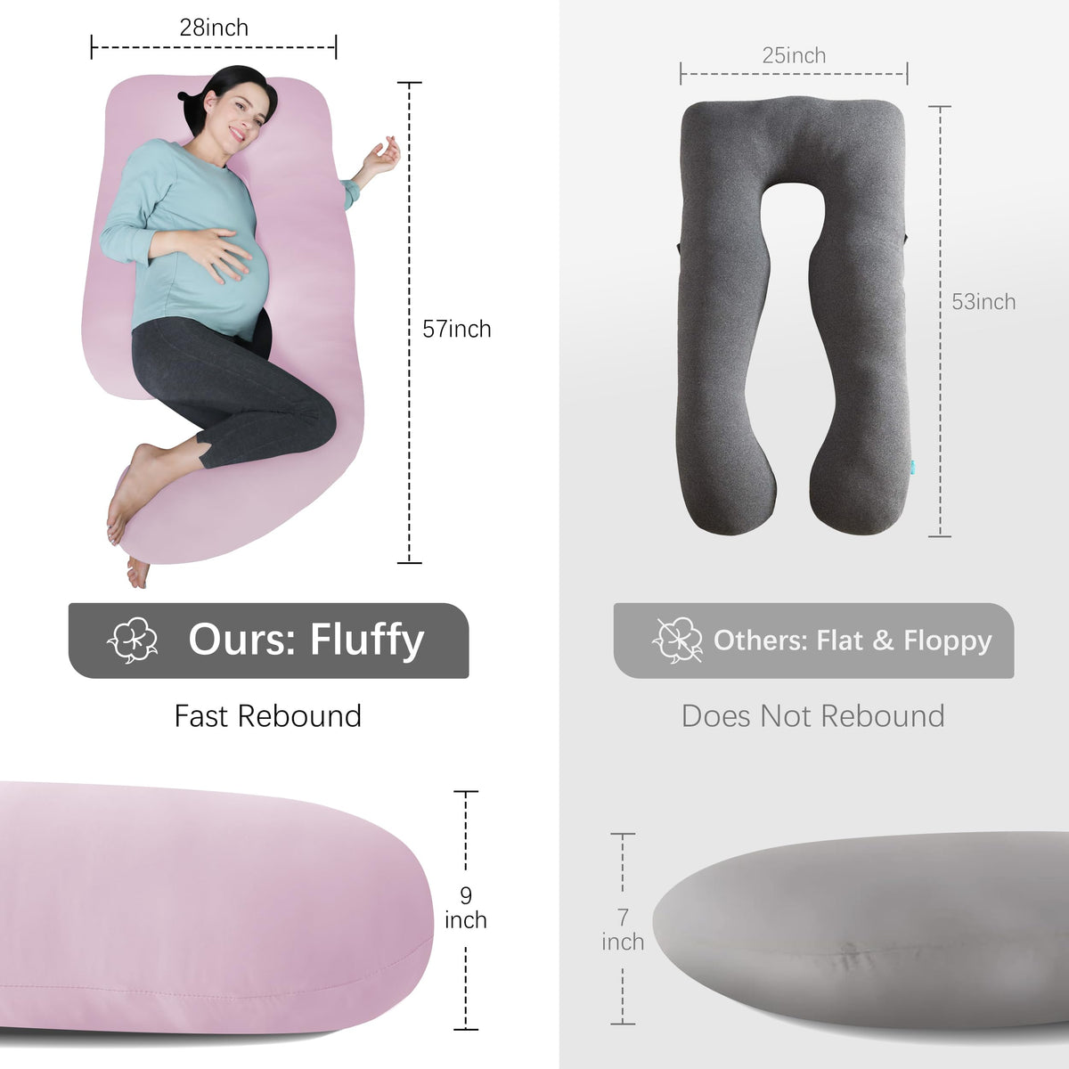 MOON PARK Pregnancy Pillows for Sleeping - U Shaped Full Body Maternity Pillow with Removable Cover - Support for Back, Legs, Belly, HIPS - 65 Inch - Purple Jansha Store