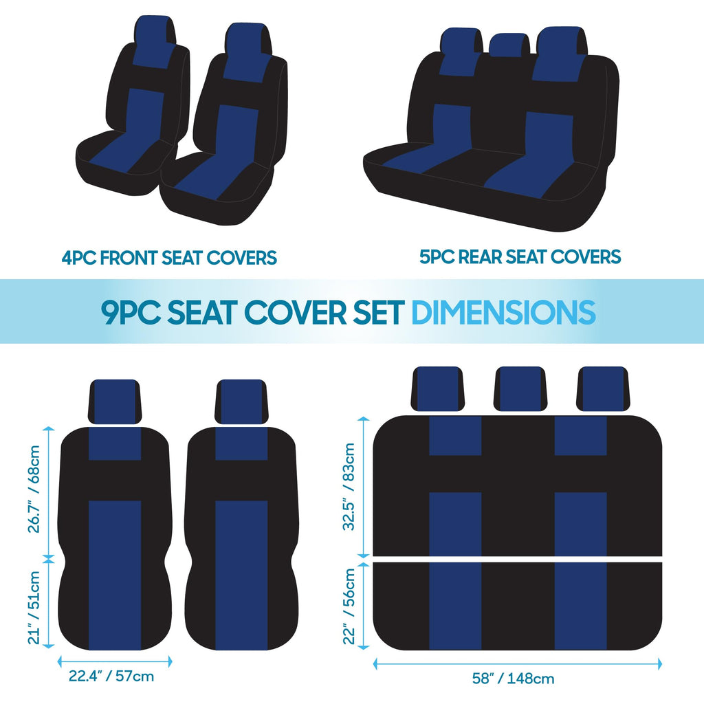 BDK PolyPro Car Seat Covers Full Set in Solid Black, Front and Rear Split Bench Seat Covers for Cars, Easy to Install Car Seats Cover Set and Accessories for Auto Trucks Van SUV - Solid Black Jansha Store