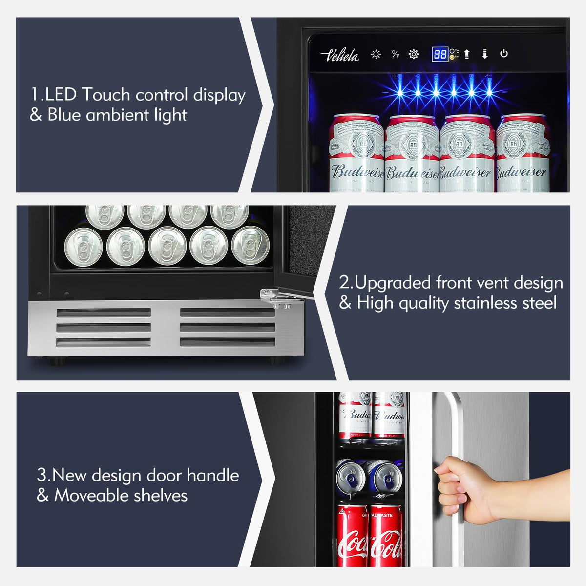 24 Inch Upgraded Dual Zone Wine and Beverage Refrigerator Cooler Jansha Store