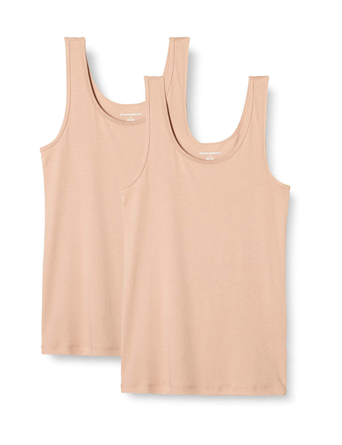Amazon Essentials Women's Slim-Fit Ribbed Scoop Neck Tank Tops, Pack of 2 Jansha Store