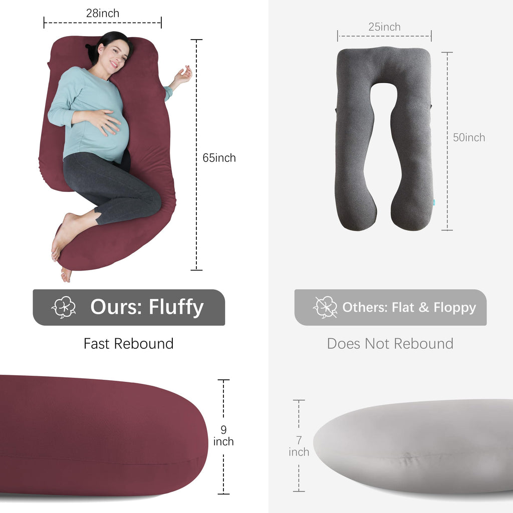 MOON PARK Pregnancy Pillows for Sleeping - U Shaped Full Body Maternity Pillow with Removable Cover - Support for Back, Legs, Belly, HIPS - 65 Inch - Purple Jansha Store