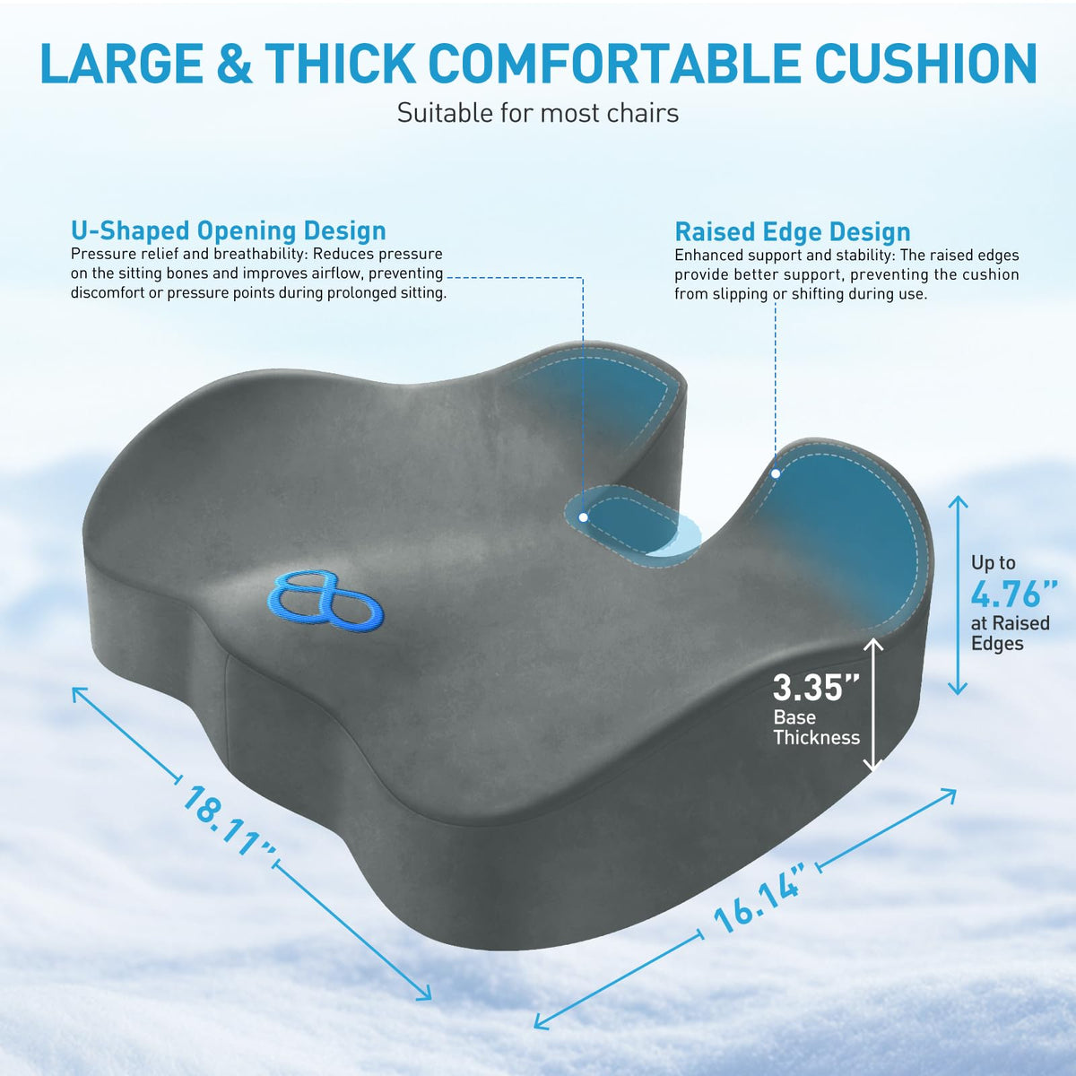BlissTrends Memory Foam Seat Cushion for Office Chair & Car Seat, Black Jansha Store