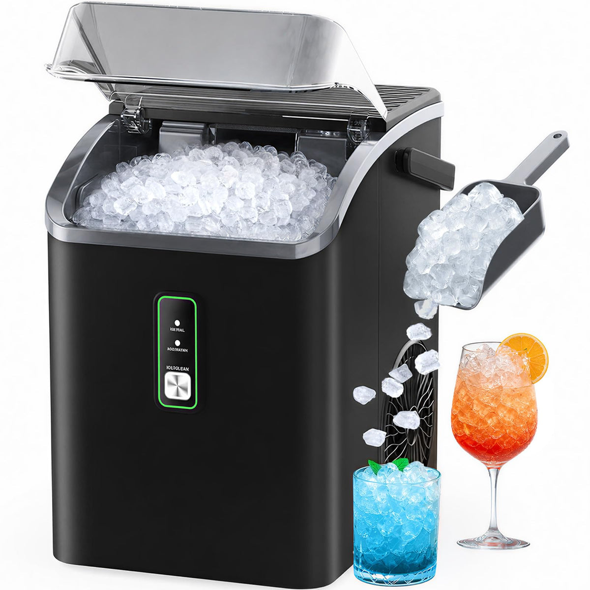 Silonn Ice Maker Countertop, 9 Cubes Ready in 6 Mins, 26lbs in 24Hrs, Self-Cleaning Ice Machine with Ice Scoop and Basket, 2 Sizes of Bullet Ice for Home Kitchen Office Bar Party Jansha Store