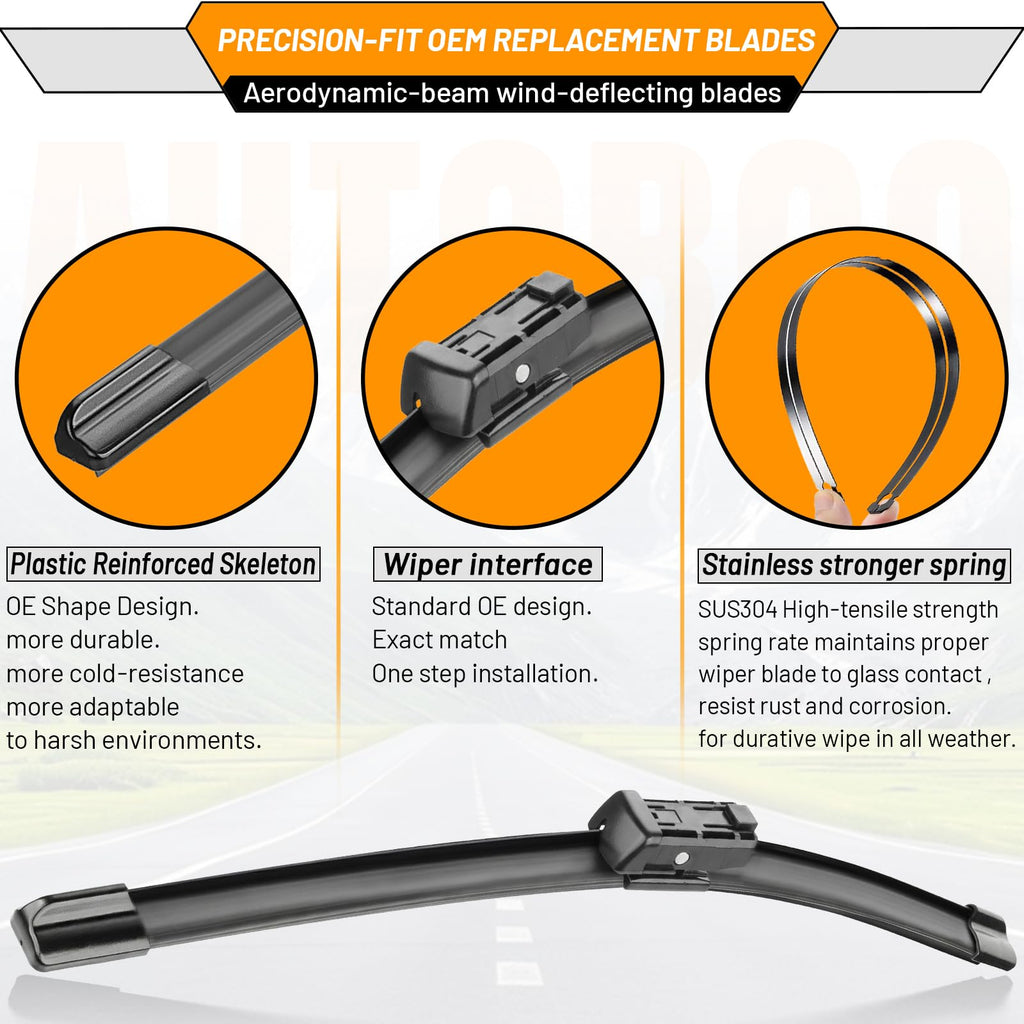 AUTOBOO Windshield Wiper Blade Replacement for Toyota RAV4 Mazda 5 Jansha Store