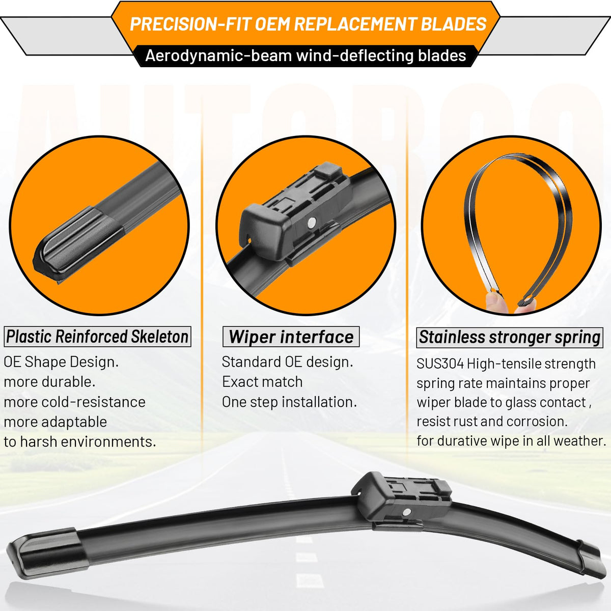 AUTOBOO Windshield Wiper Blade Replacement for Toyota RAV4 Mazda 5 Jansha Store
