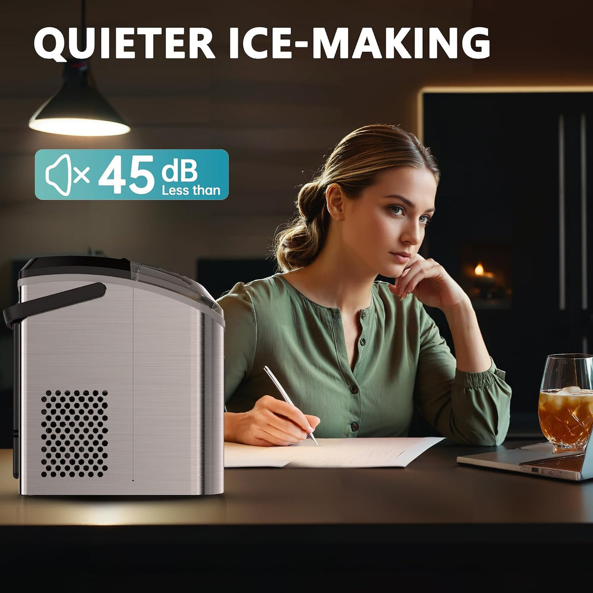 EUHOMY Nugget Ice Maker Countertop with Handle, 34lbs/24H Sonic Ice Maker Jansha Store