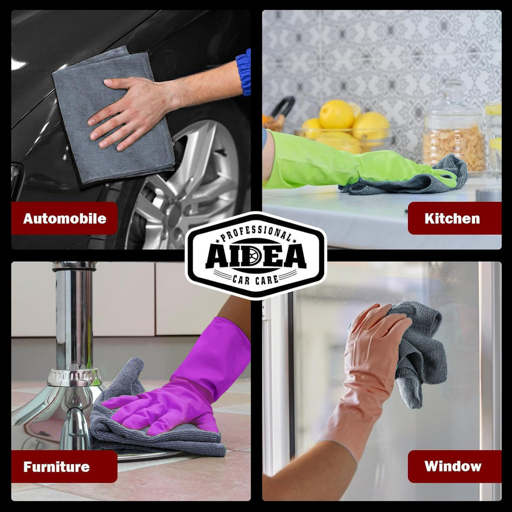 AIDEA Microfiber Cleaning Cloth-50PK, Microfiber Towels for Cars, 12"×12" Jansha Store