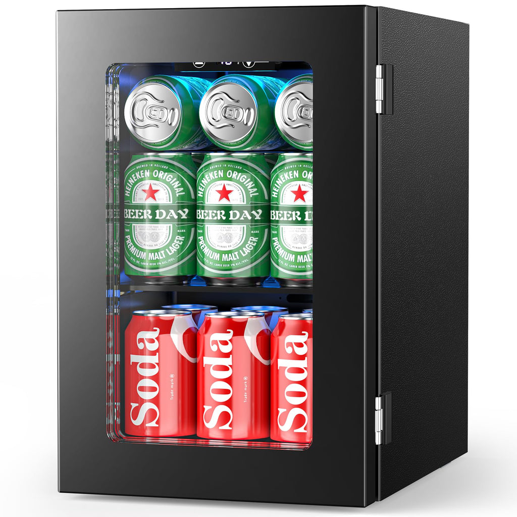 Electactic Wine Cooler 37 Bottle Freestanding Fridge with Stainless Steel Reversible Glass Door, 145 Can Beverage Refrigerator Quiet Compressor for Home Kitchen Bar, 4.5 Cu.ft Silver Jansha Store