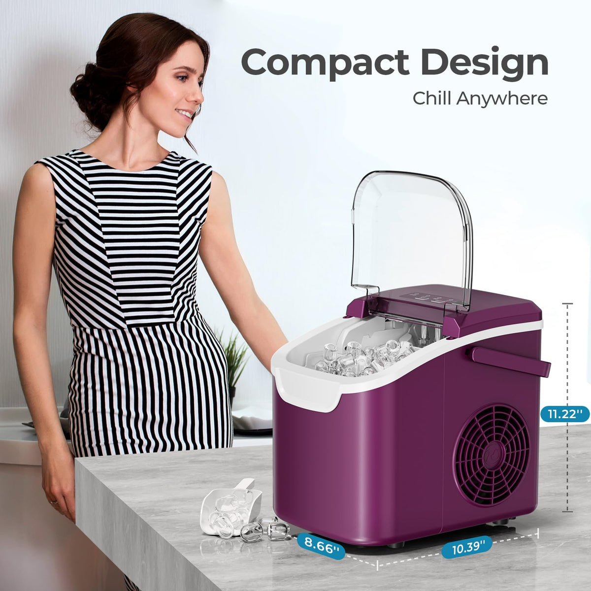 Antarctic Star Countertop Ice Maker Machine, 26Lbs/Day Fastest 6‑Min Ice Jansha Store