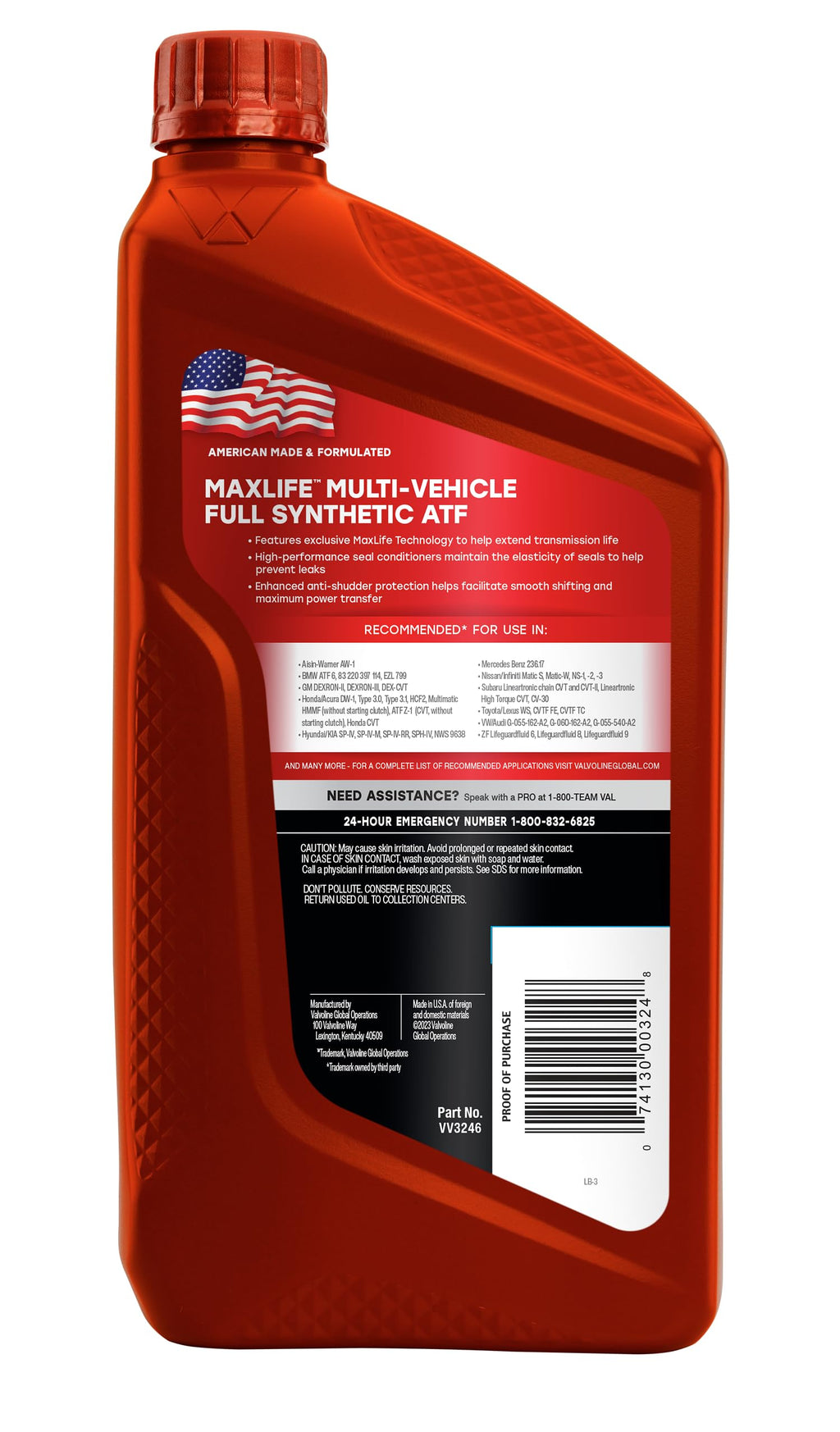 Valvoline MaxLife Multi-Vehicle ATF Full Synthetic Automatic Transmission Fluid 1 Gallon Jansha Store