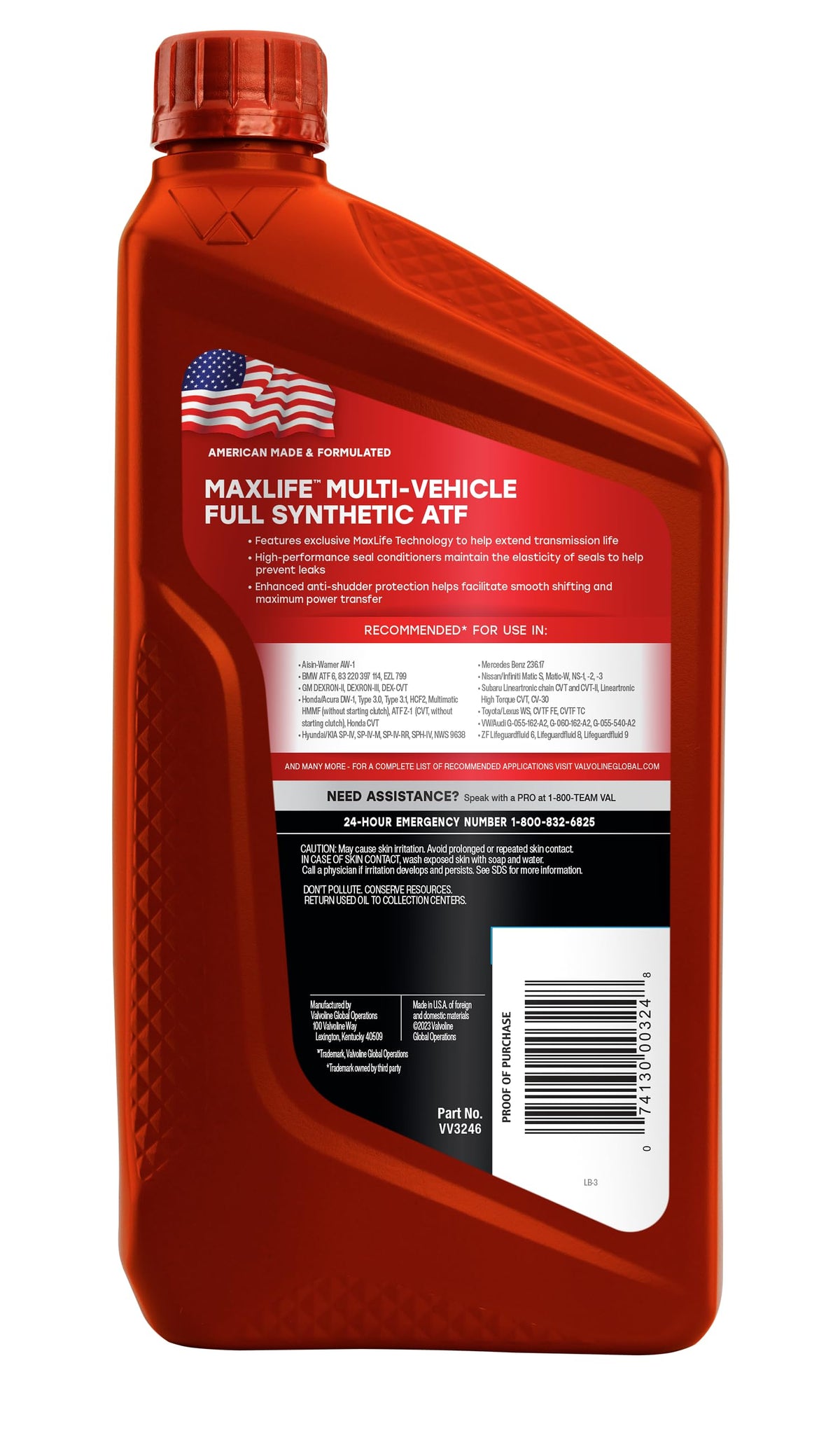Valvoline MaxLife Multi-Vehicle ATF Full Synthetic Automatic Transmission Fluid 1 Gallon Jansha Store