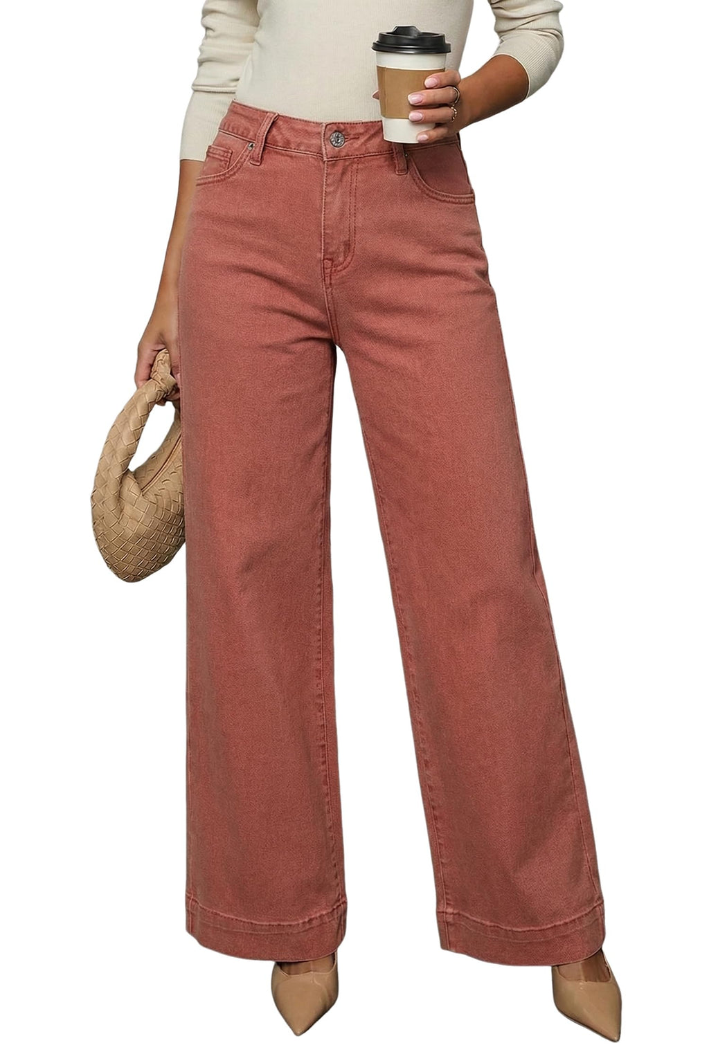 Dokotoo Women's Casual High Waisted Jeans Stretch Wide Leg Loose Denim Pant Jansha Store